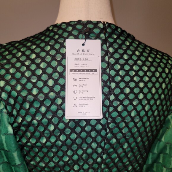 Aomei Multimedia Puff Sleve Fishnet Dress Size Small - Picture 6 of 10